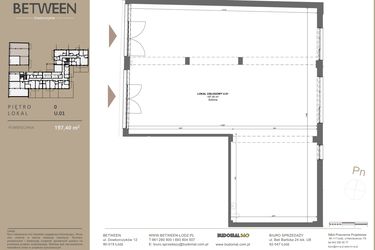 Rzut - Lokal użytkowy na sprzedaż 1 pokój o powierzchni 197,4 m² - numer U01 w BETWEEN