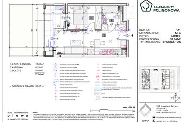 Rzut - Mieszkanie na sprzedaż 2 pokoje o powierzchni 37,54 m² - numer 6 w Apartamenty Poligonowa etap 5