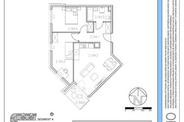 Rzut - Mieszkanie na sprzedaż 2 pokoje o powierzchni 56,78 m² - numer 164 w Osiedle Solne etap II