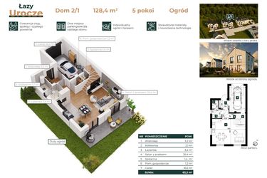 Rzut - Dom na sprzedaż 5 pokoi o powierzchni 128,4 m² - numer 2/1 w Łazy Urocze II