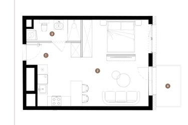Rzut - Mieszkanie na sprzedaż 1 pokój o powierzchni 37,05 m² - numer C3.00.09 w Apartamenty Reytana