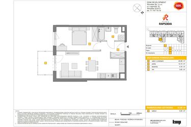 Rzut - Mieszkanie na sprzedaż 2 pokoje o powierzchni 41,08 m² - numer A.79 w Osiedle Rapsodia