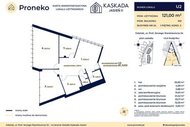 Rzut - Lokal użytkowy na sprzedaż 4 pokoje o powierzchni 121 m² - numer U2 w Kaskada Jasień - etap II