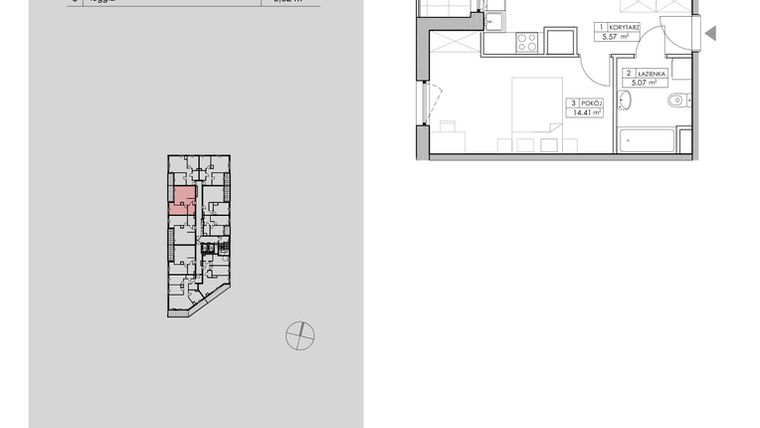 Rzut - Mieszkanie na sprzedaż 2 pokoje o powierzchni 48,55 m² - numer 2.A103 w Niebieski Bursztyn II