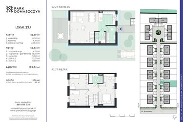 Rzut - Dom na sprzedaż 5 pokoi o powierzchni 103,51 m² - numer 23F w Park Domaszczyn 2 - etap 5