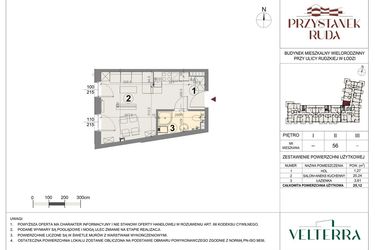 Rzut - Mieszkanie na sprzedaż 1 pokój o powierzchni 25,35 m² - numer 56 w Przystanek Ruda