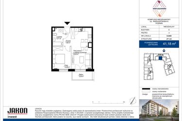 Rzut - Mieszkanie na sprzedaż 2 pokoje o powierzchni 41,18 m² - numer E.B59 w Wieruszowska E