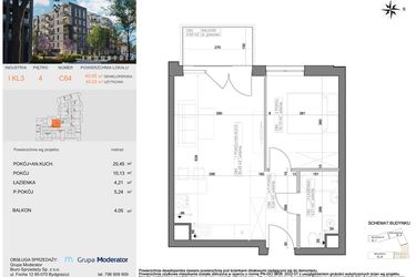 Rzut - Mieszkanie na sprzedaż 2 pokoje o powierzchni 40,03 m² - numer I-C64 w Industria etap I-D oraz I-C