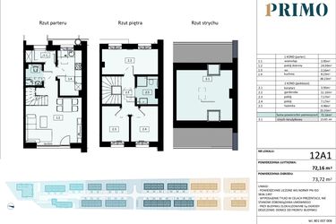 Rzut - Mieszkanie na sprzedaż 4 pokoje o powierzchni 72,16 m² - numer 12A1 w Osiedle Primo