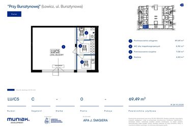 Rzut - Lokal użytkowy na sprzedaż 4 pokoje o powierzchni 69,49 m² - numer LU/C5 w Przy Bursztynowej