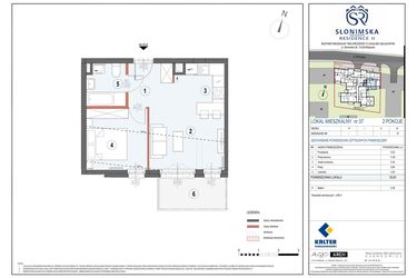 Rzut - Mieszkanie na sprzedaż 2 pokoje o powierzchni 35 m² - numer M37 w Słonimska Residence II