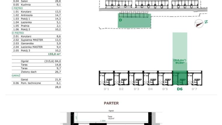 Rzut - Dom na sprzedaż 5 pokoi o powierzchni 153,9 m² - numer D6 w Dębowe Zacisze