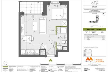 Rzut - Mieszkanie na sprzedaż 1 pokój o powierzchni 29,45 m² - numer F1.B.06.03 w XYZ Place