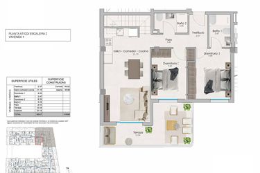 Rzut - Mieszkanie na sprzedaż 2 pokoje o powierzchni 115,6 m² - numer 4-1 w Apartamenty w Santa Pola - 92373724