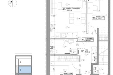 Rzut - Mieszkanie na sprzedaż 3 pokoje o powierzchni 51,15 m² - numer 59 w Boska Ksawerowska IV