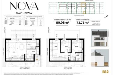 Rzut - Dom na sprzedaż 4 pokoje o powierzchni 80,08 m² - numer B12 w Nova Dachowa II