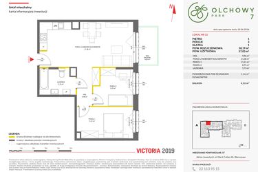 Rzut - Mieszkanie na sprzedaż 3 pokoje o powierzchni 58,19 m² - numer 22 w Olchowy Park VII