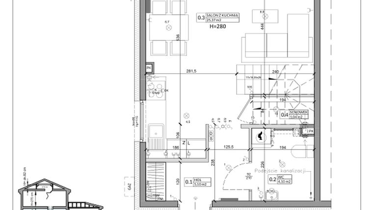 Rzut - Dom na sprzedaż 3 pokoje o powierzchni 76,58 m² - numer 26A w Zielono Mi