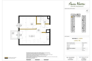 Rzut - Mieszkanie na sprzedaż 2 pokoje o powierzchni 41,99 m² - numer 166 w Aura Nova etap II