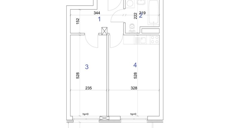 Rzut - Mieszkanie na sprzedaż 2 pokoje o powierzchni 40,12 m² - numer 6A.58 w Mierzeja Wiślana etap IV