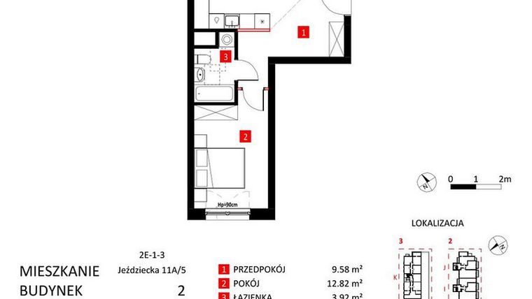 Rzut - Mieszkanie na sprzedaż 2 pokoje o powierzchni 48,75 m² - numer AJ_11A/5 w Apartamenty Jeździecka
