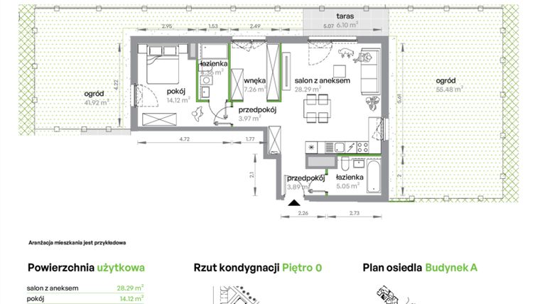 Rzut - Mieszkanie na sprzedaż 2 pokoje o powierzchni 66,94 m² - numer AB0006/4 w M Bemowo