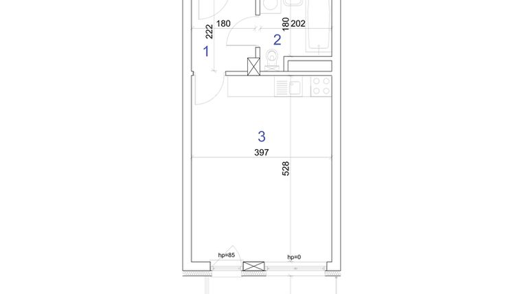 Rzut - Mieszkanie na sprzedaż 1 pokój o powierzchni 28,75 m² - numer 6A.31 w Mierzeja Wiślana etap IV