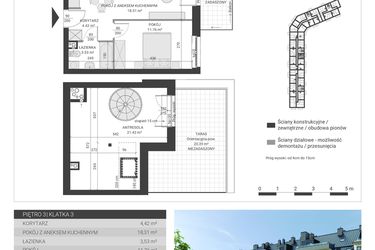 Rzut - Mieszkanie na sprzedaż 2 pokoje o powierzchni 59,44 m² - numer 76 w Ignatki Forest etap II