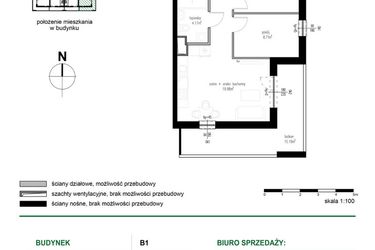 Rzut - Mieszkanie na sprzedaż 3 pokoje o powierzchni 52,03 m² - numer M27 w Wędrowna