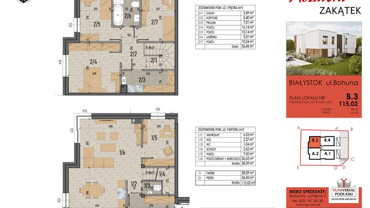 Rzut - Dom na sprzedaż 5 pokoi o powierzchni 115,02 m² - numer 3 w Kozacki Zakątek