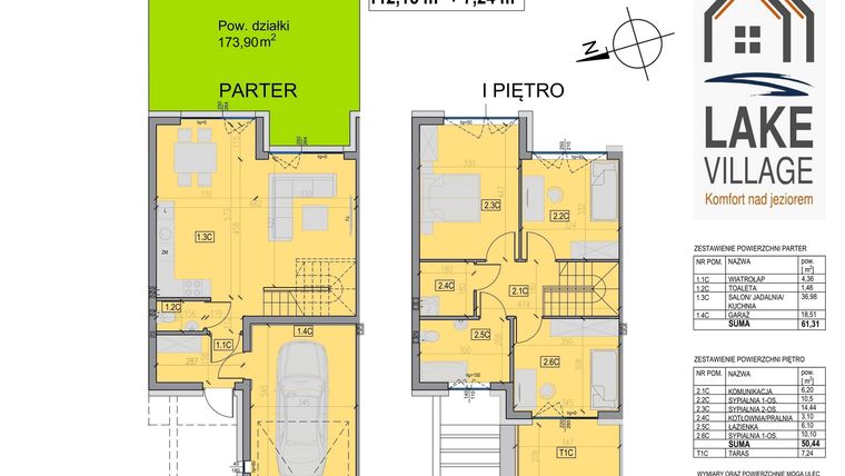 Rzut - Dom na sprzedaż 4 pokoje o powierzchni 112,15 m² - numer 22/2 w Lake Village etap V