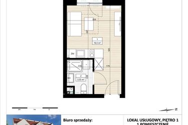 Rzut - Mieszkanie na sprzedaż 1 pokój o powierzchni 20,05 m² - numer B4/1/16 w Montano bud. B4 - apartamenty inwestycyjne