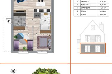 Rzut - Mieszkanie na sprzedaż 3 pokoje o powierzchni 73,91 m² - numer 7A1 w Osiedle Tymiankowe w Krzeptowie