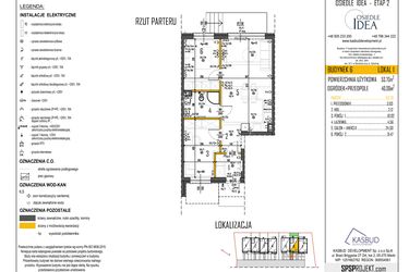 Rzut - Mieszkanie na sprzedaż 3 pokoje o powierzchni 53,7 m² - numer 6-L1 w Osiedle Idea etap II