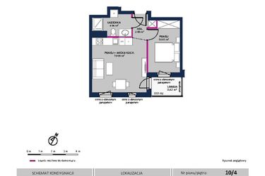 Rzut - Mieszkanie na sprzedaż 2 pokoje o powierzchni 36,69 m² - numer 70 w Moja Północna Etap III
