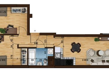 Rzut - Mieszkanie na sprzedaż 3 pokoje o powierzchni 50,53 m² - numer 6C.19 w Mierzeja Wiślana etap III