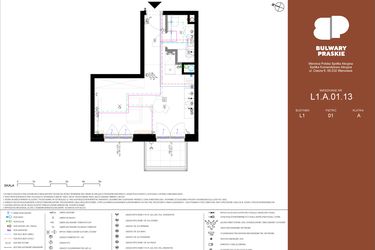 Rzut - Mieszkanie na sprzedaż 1 pokój o powierzchni 30,47 m² - numer L1.A.01.13 w Bulwary Praskie etap K i L