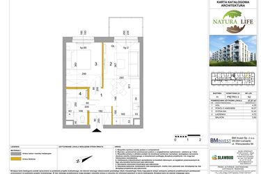 Rzut - Mieszkanie na sprzedaż 2 pokoje o powierzchni 37,79 m² - numer H.52 w Osiedle Natura Life budynki GHI