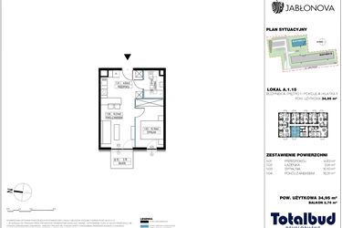Rzut - Mieszkanie na sprzedaż 2 pokoje o powierzchni 35,42 m² - numer A.1.15 w Jabłonova
