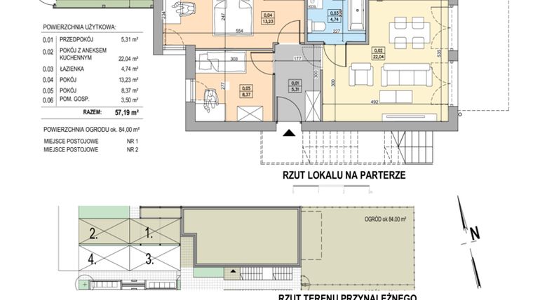 Rzut - Mieszkanie na sprzedaż 3 pokoje o powierzchni 57,55 m² - numer B24-P-B w Osiedle Bakaliowe