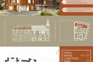 Rzut - Mieszkanie na sprzedaż 3 pokoje o powierzchni 67,45 m² - numer B.4.1 w Browar Jedności