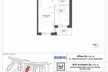 Rzut - Mieszkanie na sprzedaż 2 pokoje o powierzchni 43,75 m² - numer A.1M09 w WENDY