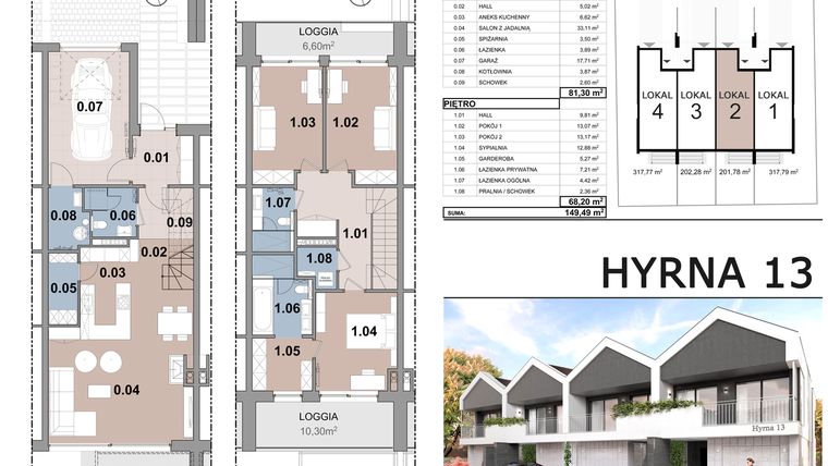 Rzut - Dom na sprzedaż 4 pokoje o powierzchni 149,49 m² - numer 2 w Hyrna 13