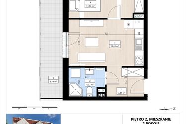Rzut - Mieszkanie na sprzedaż 2 pokoje o powierzchni 36,2 m² - numer B4/2/26 w MONTANO