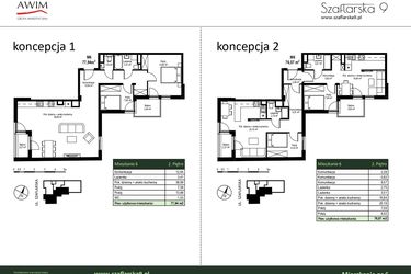 Rzut - Mieszkanie na sprzedaż 3 pokoje o powierzchni 76,57 m² - numer M6 w Szaflarska 9