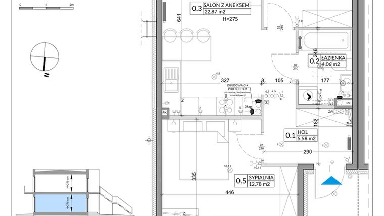 Rzut - Mieszkanie na sprzedaż 3 pokoje o powierzchni 57,39 m² - numer 55A w Osiedle Młodych etap IX