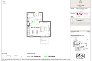 Rzut - Mieszkanie na sprzedaż 1 pokój o powierzchni 31,3 m² - numer NN-F-LM-21 w Nowa Nakielska by PHN