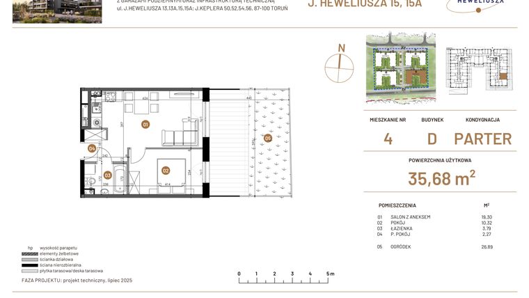 Rzut - Mieszkanie na sprzedaż 2 pokoje o powierzchni 35,68 m² - numer JAR-IV-D-LM-M4 w Osiedle JAR Heweliusza etap IV