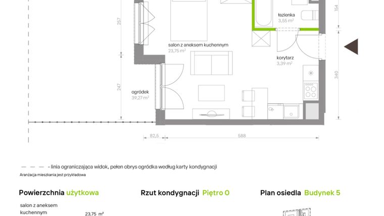 Rzut - Mieszkanie na sprzedaż 1 pokój o powierzchni 30,69 m² - numer C5.0C70 w Bemowo Vita
