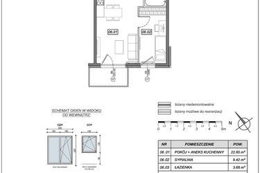 Rzut - Mieszkanie na sprzedaż 2 pokoje o powierzchni 35,9 m² - numer 10.B.06 w Nowe Południe bud. 10